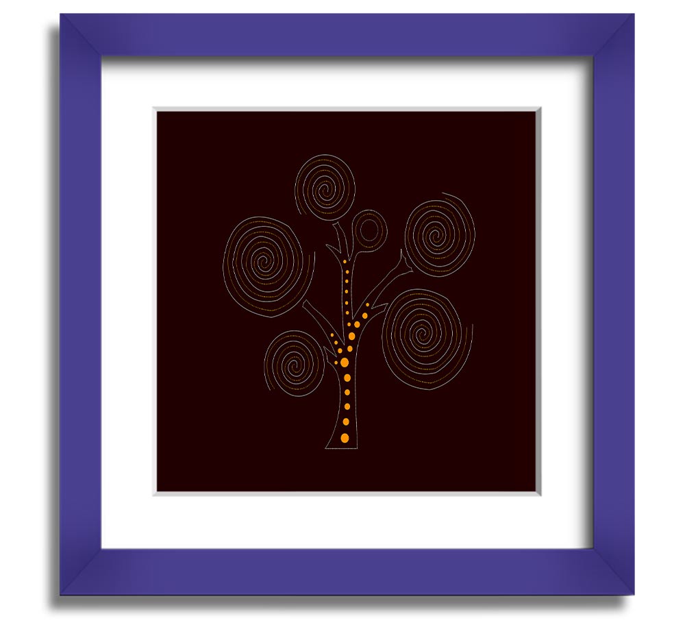 Aboriginal Tree 3 Square Framed Print showcasing vibrant colors and intricate details, framed in a stylish border.